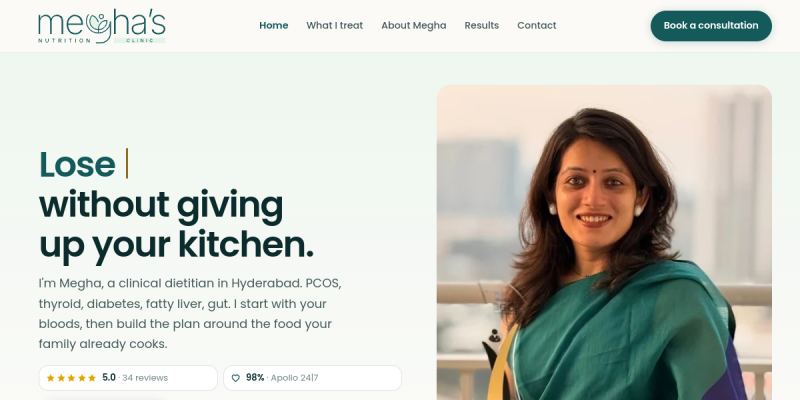 Megha's Nutrition website